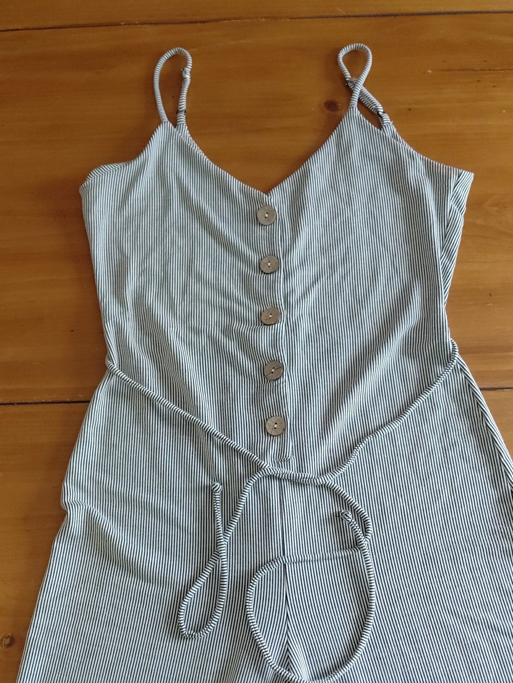 Daytrip Gray Striped Cropped Wide Leg Jumpsuit Medium